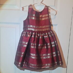 OshKosh B'gosh Red Dress with Gold and Silver Stripes. Perfect For Any Occasion.
